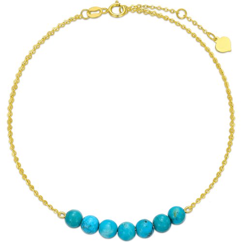14K Gold Turquoise Metal Beads Bracelet