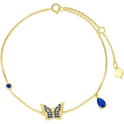 14K Gold Zircon Butterfly Single Chain Anklet