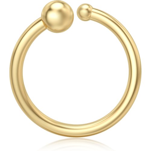 14K Gold Two Ball Nose Ring