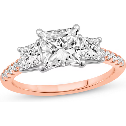 14K Rose Gold 1.2 to 3.7 CT.T.W. Princess Cut Cut Lab Created Diamond Custom Engagement Ring IGI Certified