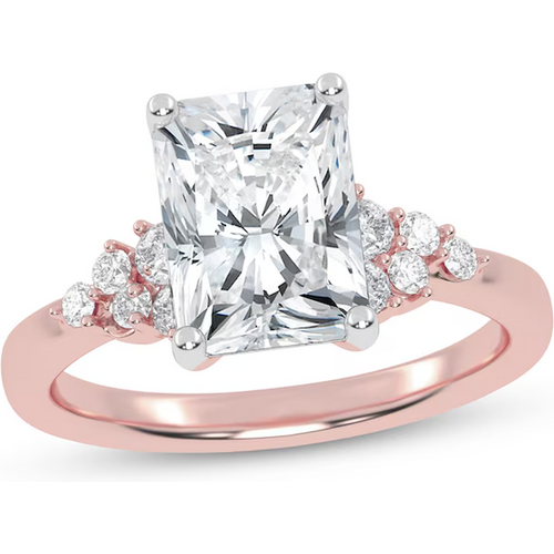 14K Rose Gold 0.75 to 3.25 CT.T.W. Emerald Lab Created Diamond Engagement Ring D-VVS1 3EX IGI Certified