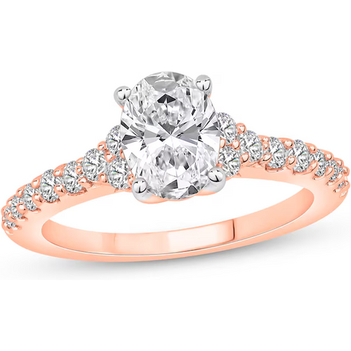 14K Rose Gold 1 to 3.5 CT.T.W. Oval Lab Created Diamond Engagement Ring D-VVS1 3EX IGI Certified