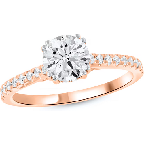 14K Rose Gold 1 to 3.5 CT.T.W. Round Lab Created Diamond Custom Engagement Ring IGI Certified