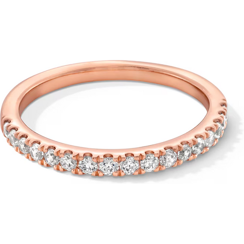 14K Rose Gold Round Cut Lab Created Diamond Custom Wedding Band F Color VS2 Clarity 3EX