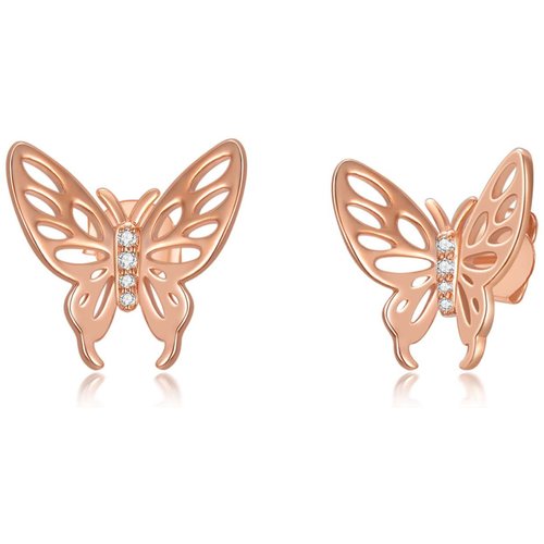 14K Rose Gold Cubic Zirconia Butterfly Earrings