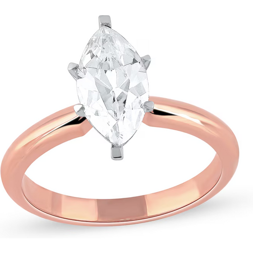 14K Rose Gold 0.5 to 3 CT Marquise Shaped Lab Created Diamond Engagement Ring D Color VVS1-VS1 Clarity 3EX IGI Certified