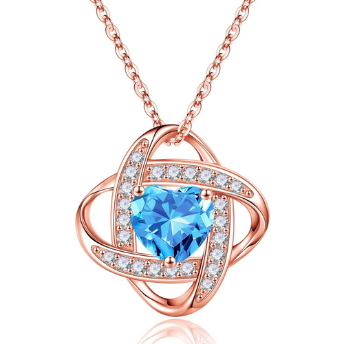 14K Rose Gold Heart Cut Personalized Birthstone Sisters Pendant Necklace