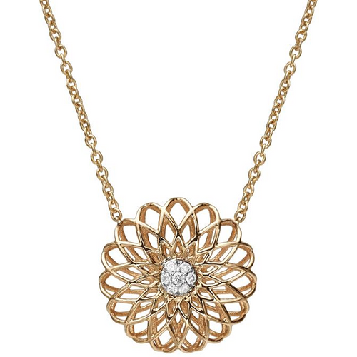 Sterling Silver with Rose Gold Plated Moissanite Wildflowers Pendant Necklace