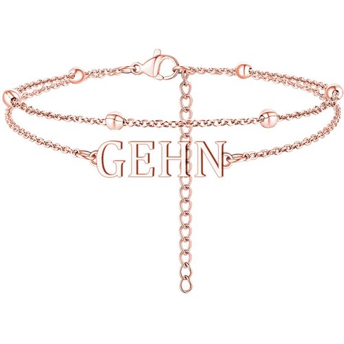 14K Rose Gold Personalized Classic Name Multi-layered Anklet