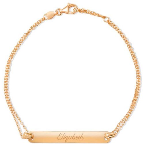 Sterling Silver with Rose Gold Plated Personalized Engraving Identification Bracelet