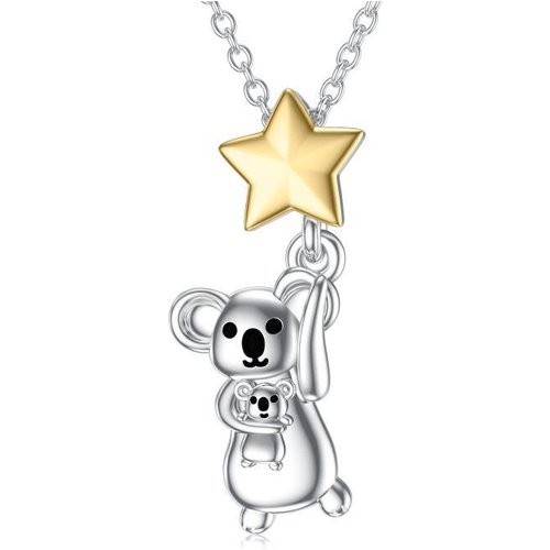 14K Silver & Gold Koala Pendant Necklace