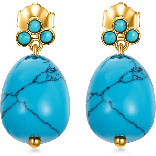 14K Solid Gold Turquoise Earrings For Women,Dangle Drop Turquoise Earrings Vintage