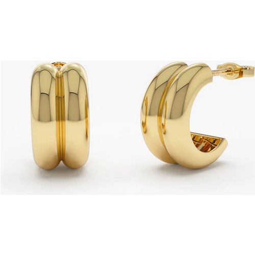 14k Solid Gold Twin C Hoops