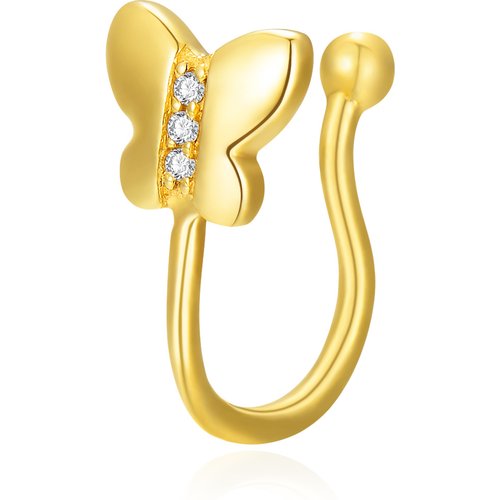 14K Gold Cubic Zirconia Butterfly Nose Ring