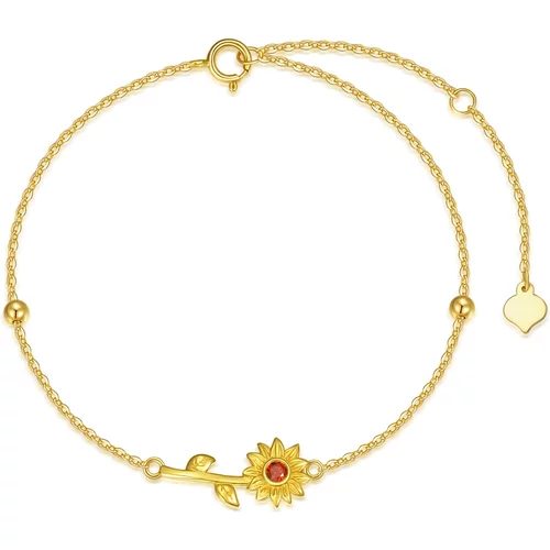 14K Sunflower Bracelet Anklet Gifts for Women Mom Mother's Day
