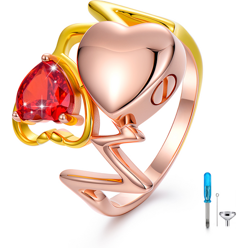Sterling Silver Two-tone Personalized Birthstone Electrocardiogram Urn Ring for Ashes