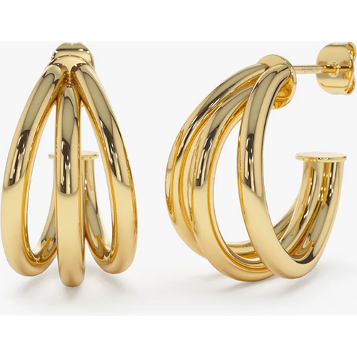 14k Triple Row Hoop Earrings