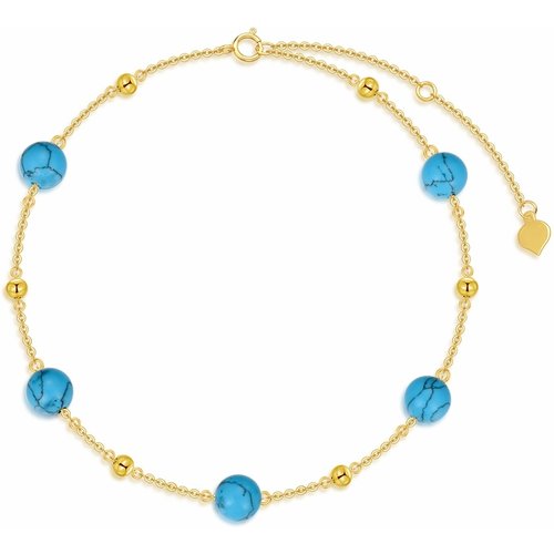 14K Turquoise Crystal Beads Bracelet