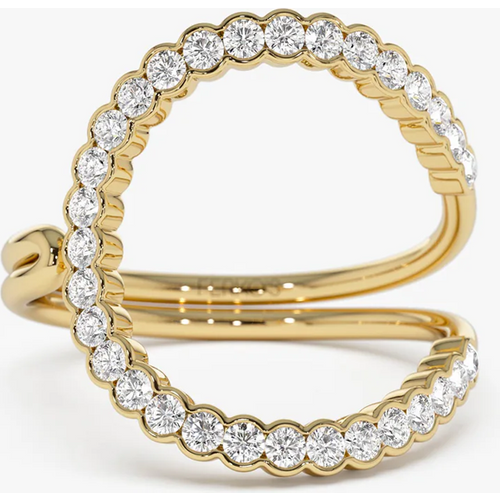 14k Unique Half Bezel 0.55 CT Diamond Ring