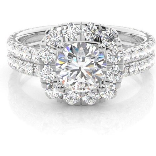 14K White Gold 1 to 3.5 CT.T.W. Round Lab Created Diamond Wedding Ring D VVS1 3EX IGI Certified