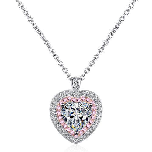 14K White Gold 1CT Lab Created Diamond Heart Pendant Necklace
