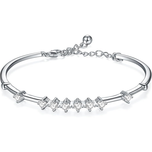 14K White Gold 1CT Lab Created Diamond Plain Bangle Bracelet