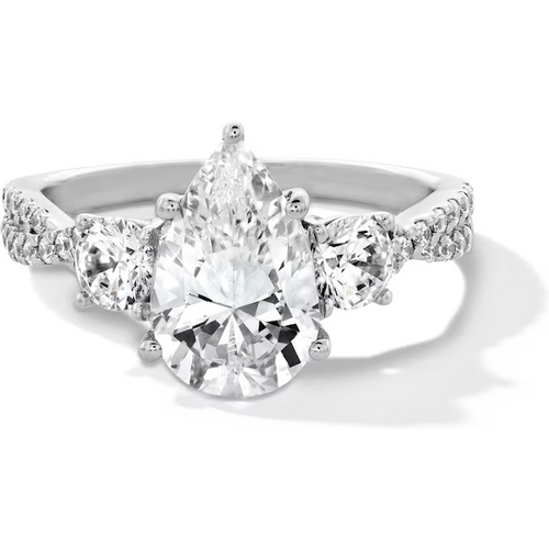 14K White Gold 1 to 3.5 CT. T.W Pear Cut Cut Lab Created Diamond Engagement Ring D VVS1-VS1 Clarity 3EX IGI Certified