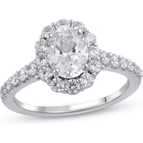 14K White Gold 1 to 3.5 CT. T.W Oval Lab Created Diamond Engagement Ring D VVS1-VS1 Clarity 3EX IGI Certified