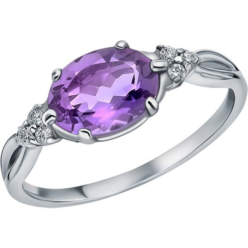 14K White Gold Amethyst & Moissanite Wedding Ring