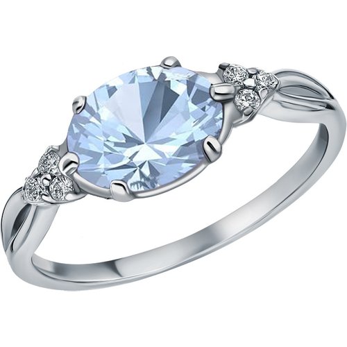 14K White Gold Aquamarine & Moissanite Engagement Ring