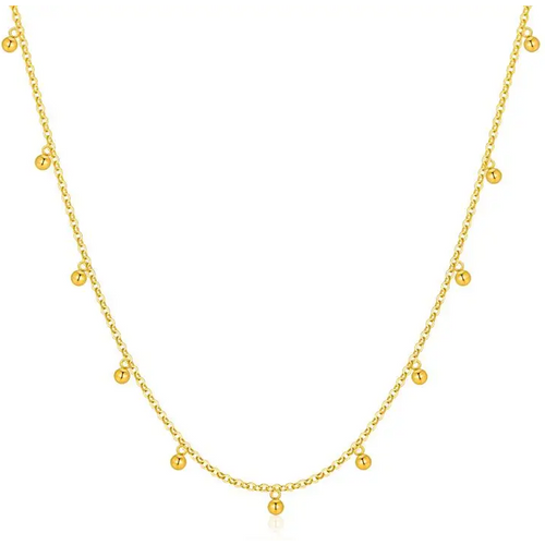 14K Gold Bead Pendant Necklace