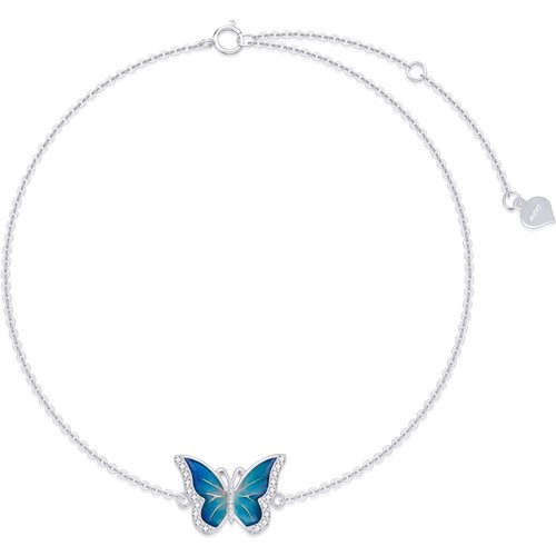 14K White Gold Butterfly Single Chain Anklet