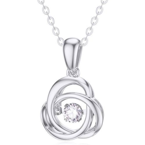 14K White Gold Circular Shaped Moissanite Celtic Knot Pendant Necklace