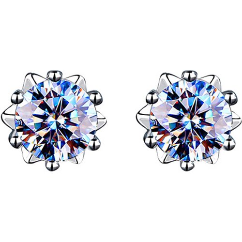 14K White Gold Circular Shaped Moissanite Snowflake Stud Earrings