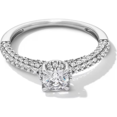 14K White Gold 1 to 3.5 CT. T.W Round Cut Lab Created Diamond Engagement Ring D VVS1-VS1 Clarity 3EX IGI Certified