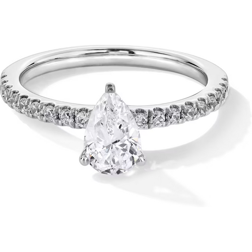 14K White Gold 1 to 3.5 CT.T.W. Pear Cut Lab Created Diamond Custom Engagement Ring 3EX IGI Certified