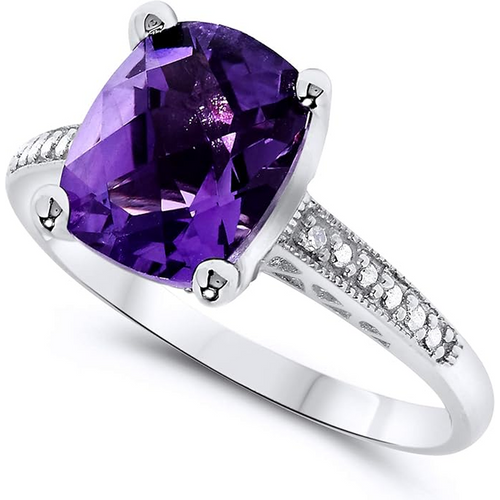 14K White Gold Cushion Cut Custom Engagement Ring Gemstone Ring