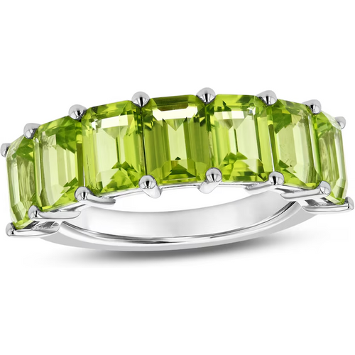 14K White Gold 0.7 CT. T.W. Emerald Cut Gemstone Seven Stone Custom Anniversary Band