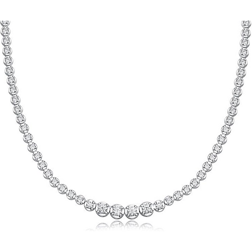 14K White Gold Four 0.3 Carat Diamond 1.2 Carat Lab-Grown Diamond Tennis Chain Necklace