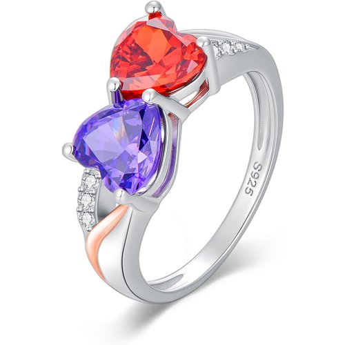 Sterling Silver Heart Cut Cubic Zirconia Personalized Birthstone Ring
