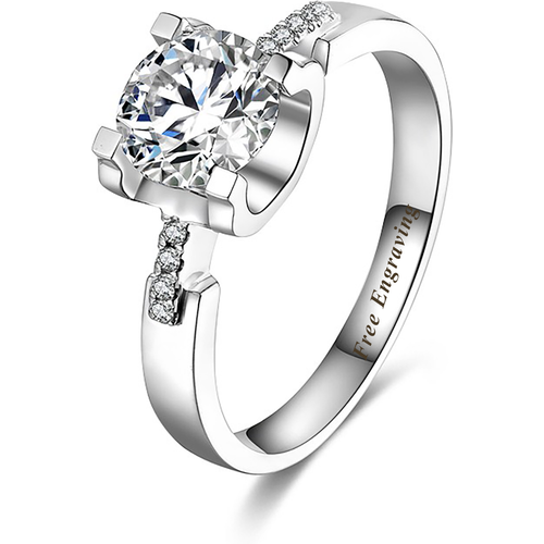 14K White Gold Moissanite Round/Spherical Engagement Ring