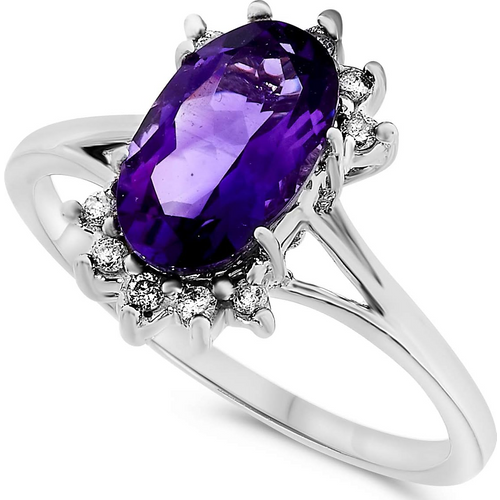 14K White Gold Oval Cut Custom Engagement Ring Gemstone Ring