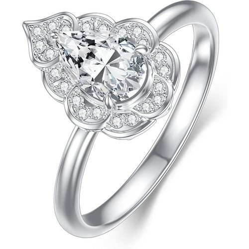 14K White Gold Pear Shaped Moissanite Wedding Ring