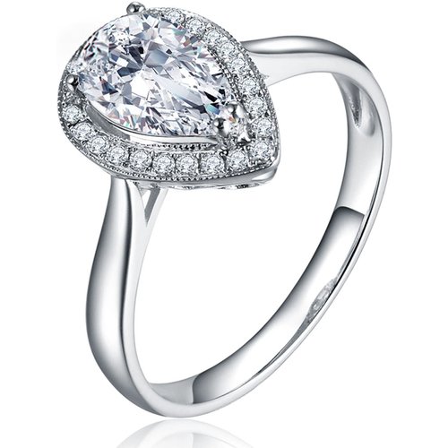 14K White Gold Pear Shaped Moissanite Ring
