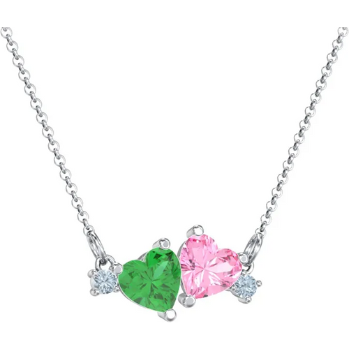 Sterling Silver Cubic Zirconia Personalized Birthstone & Heart Pendant Necklace