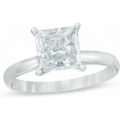 14K White Gold 0.5 to 3 CT Princess Cut Lab Created Diamond Engagement Band D Color VVS1 Clarity 3EX IGI Certified