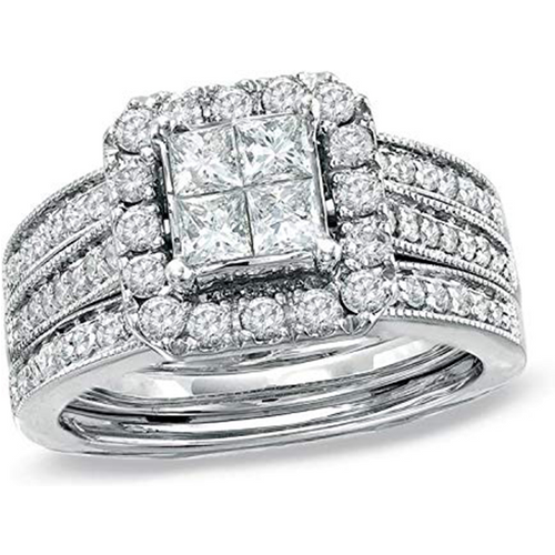 14K White Gold 2 to 5.5 CT. T.W Princess Cut Moissanite Bridal Set
