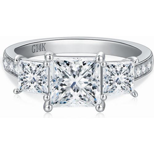 14K White Gold Princess Moissanite Wedding Ring