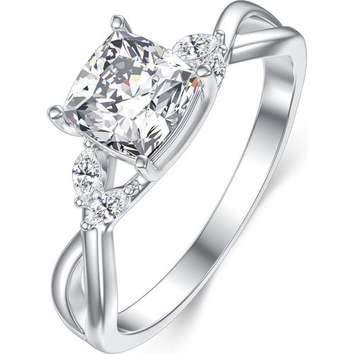 14K White Gold Moissanite Princess Marquise Wedding Ring For Women