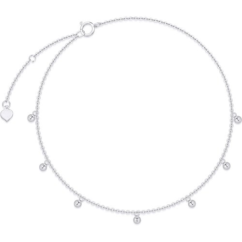 14K White Gold Single Layer Anklet